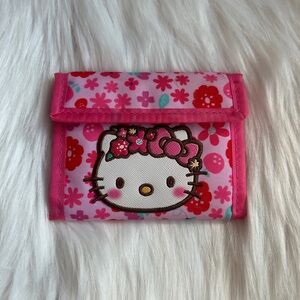 Hello Kitty Pink and Red Floral Velcro Wallet